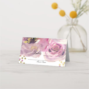 Carte De Placement Plan de table de mariage floral moderne rose et or