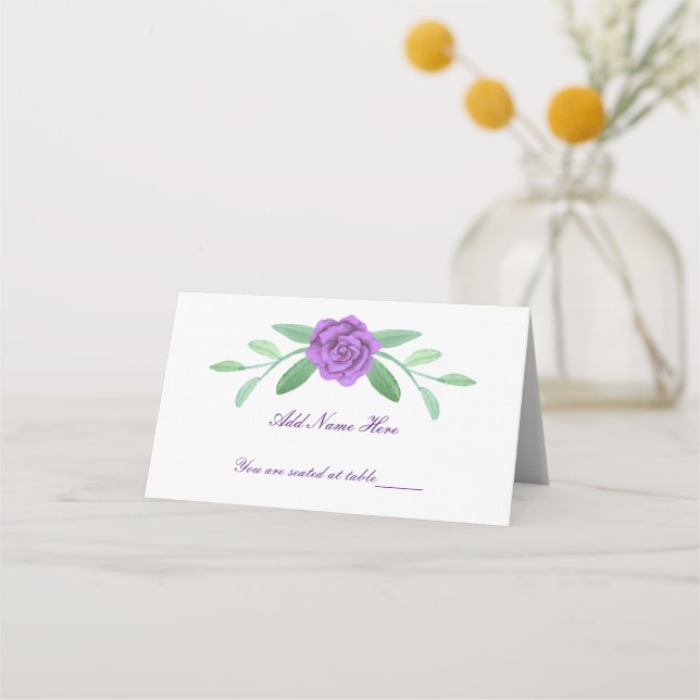 Carte De Placement Plante Flore violet Feuillage Table Place Card (Devant)