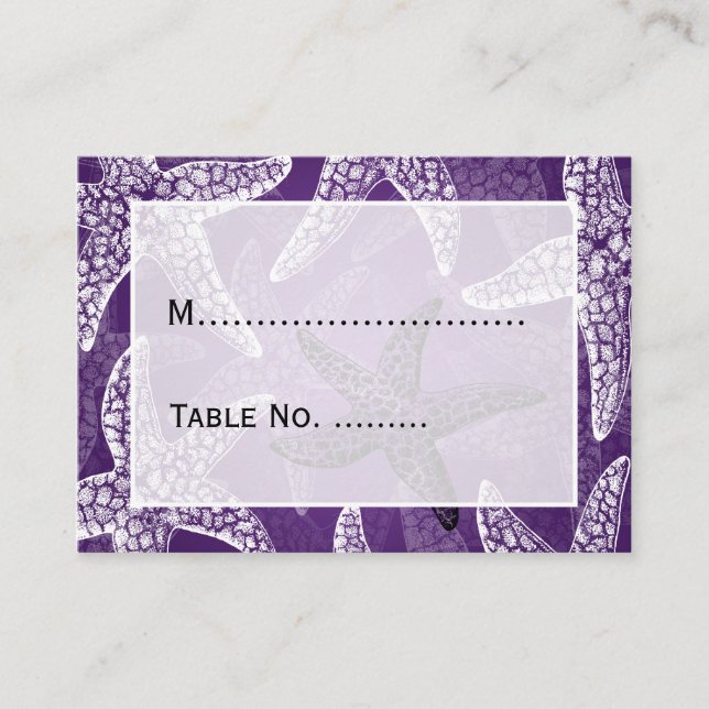 Carte De Placement Plaques de mariage de plage Starfish Purple (Devant)