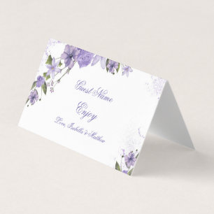 Carte de placement pliée de Mariage floral violet