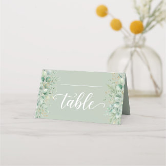 Carte de placement pliée en eucalyptus vert sauge