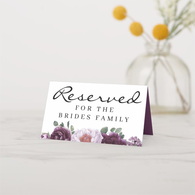 Carte De Placement Plum Peonies Réservé Chaise ou panneau de table (Devant)