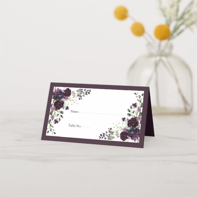 Carte De Placement Plum Purple Mauve Floral Aquarelle Réception (Devant)