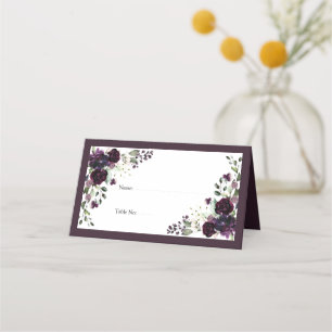 Carte De Placement Plum Purple Mauve Floral Aquarelle Réception