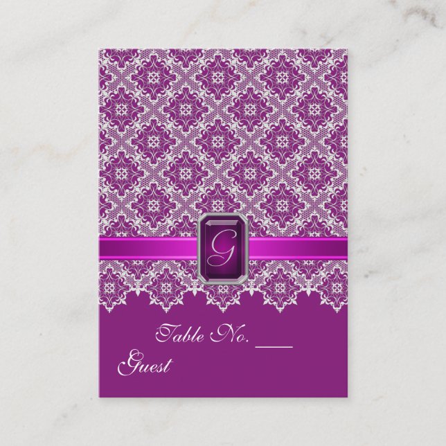 Carte De Placement Plum & Silver Lace Mariage Table Paramètre PlaceCa (Devant)