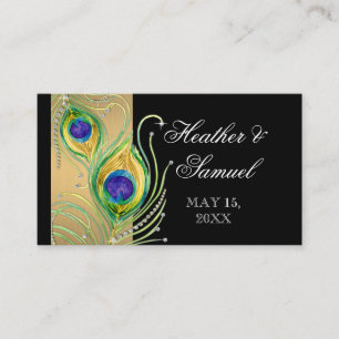Carte De Placement Plumes de paon moderne Faux Jewel Scroll Swirl