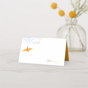 Carte De Placement Poignée Origami Orange Papier grues Mariage asiati