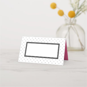 Carte De Placement Pointe Polka noir et blanc moderne avec rose
