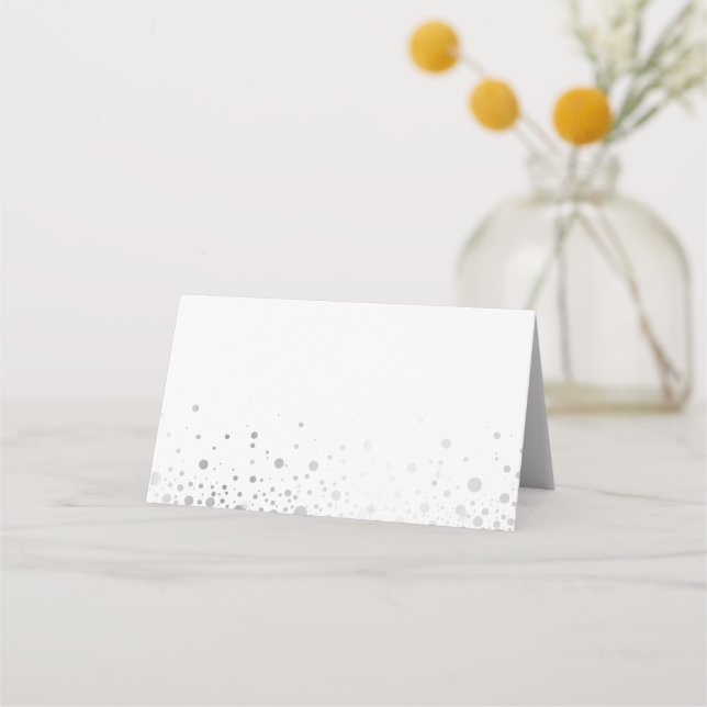 Carte De Placement Points Confetti Faux Argent | Carte moderne (Dos)