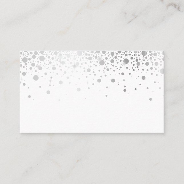 Carte De Placement Points Confetti Faux Argent | Moderne (Devant)