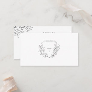 Carte De Placement Poitrine monogramme en fleurs de cerise Élégante