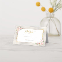 Pony rose Floral Gold Script & Mariage de cadre