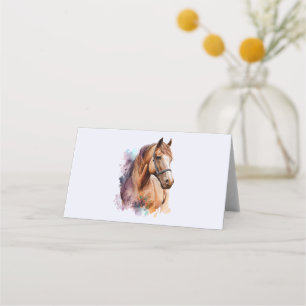 Carte De Placement Portrait de tête de cheval Brown en aquarelle