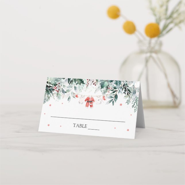 Carte de placement pour vêtements de bébé de Noël  (Devant)