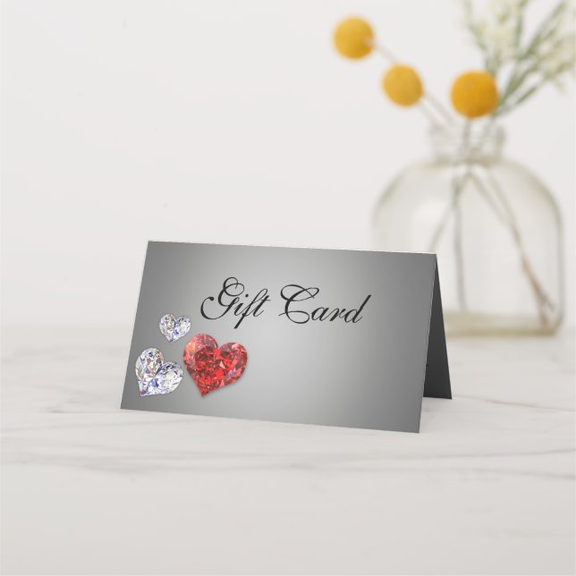 Carte De Placement Precieux Diamond Hearts Élégant certificat cadeau (Devant)