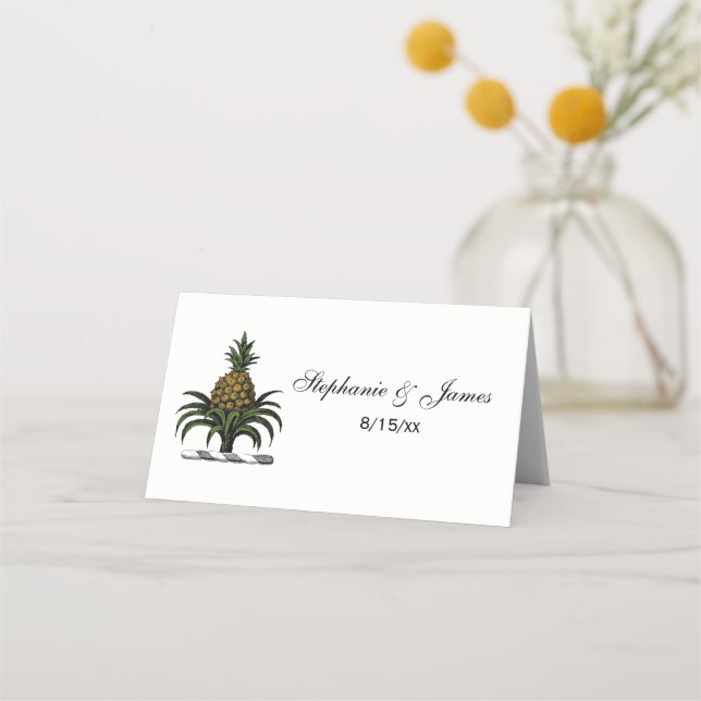 Carte De Placement Préppy Heraldique Ananas couleur crête WT (Devant)