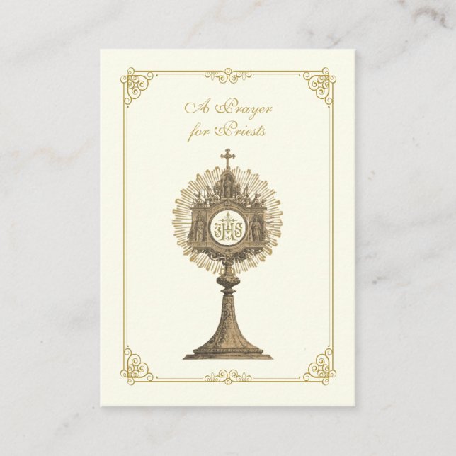 CARTE DE PLACEMENT PRIÈRE AUX PRÊTRES RELIGIEUX CATHOLIQUES (Devant)