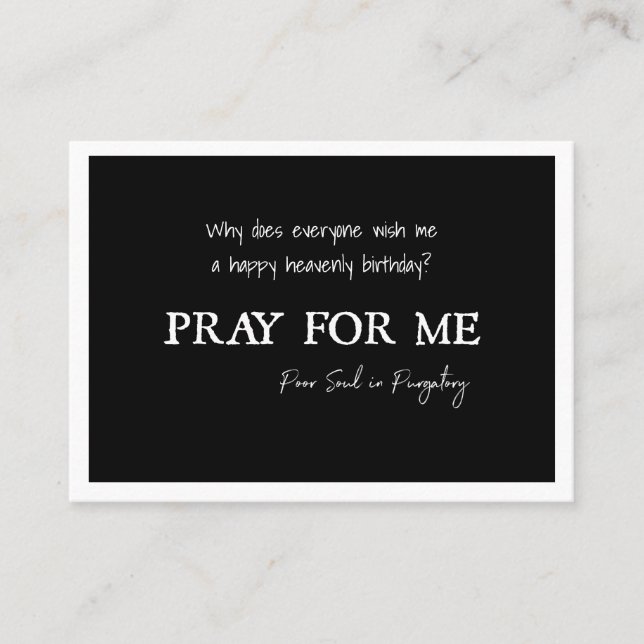 Carte De Placement Prière catholique pour les âmes dans les funéraill (Devant)
