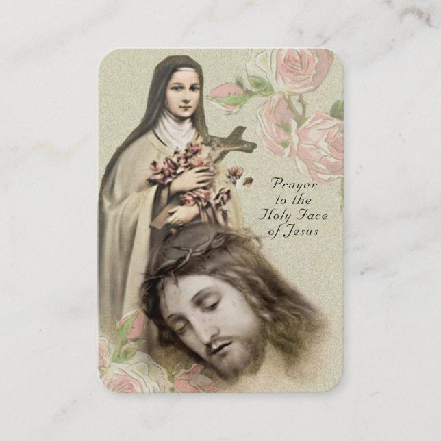 Carte De Placement Prière catholique Sainte Face Saint-Thérèse Religi (Devant)