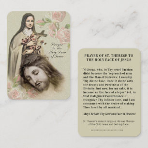 Carte De Placement Prière catholique Sainte Face Ste Thérèse Religieu