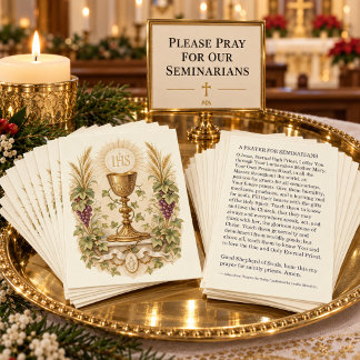 Carte De Placement Prière de séminariste catholique avec Eucharistie