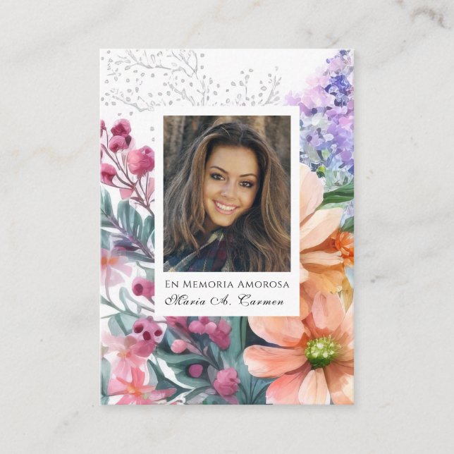 Carte De Placement Prière funéraire espagnole printanière (Devant)