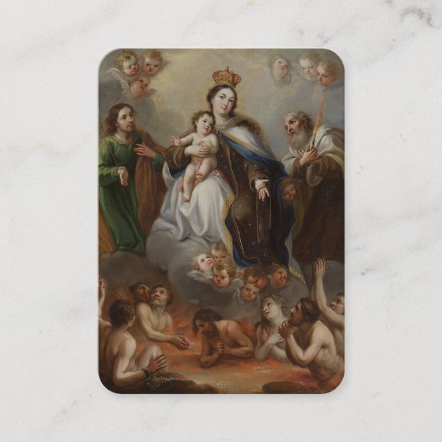 Carte De Placement Prière Purgatoire Catholique Toutes les âmes Vierg (Devant)