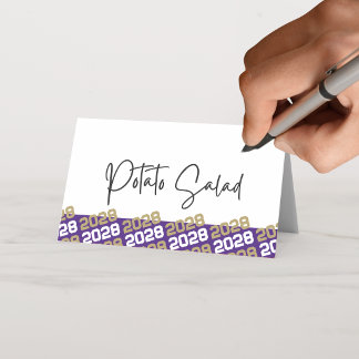 Carte De Placement Purple & Gold Année d'obtention du diplôme Pliage 