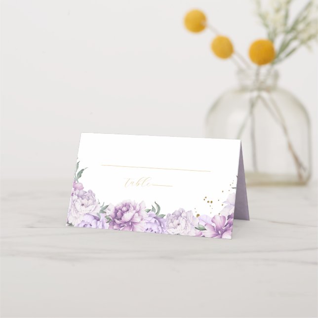Carte De Placement Purple & Gold Elegant Quinceañera (Devant)
