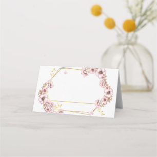 Carte De Placement Quinceañera Papillons Dorés Rose Tendre