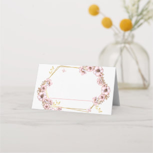 Carte De Placement Quinceañera Papillons Dorés Rose Tendre