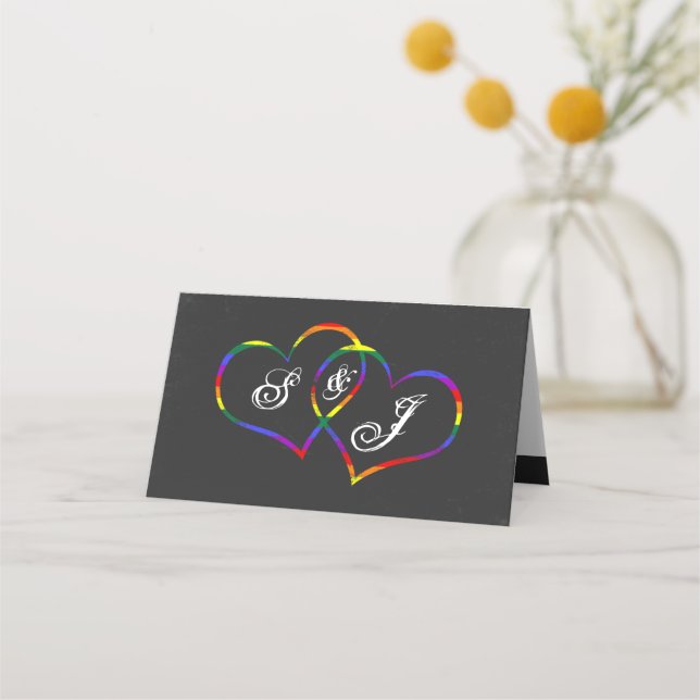 Carte De Placement Rainbow Gay pride Love Hearts Chanson Demande (Devant)