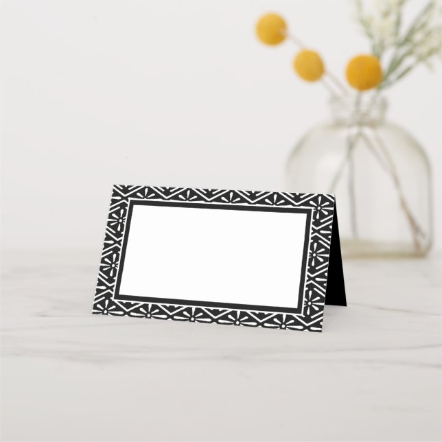 Carte De Placement Réception de mariage Art déco noir et blanc (Devant)