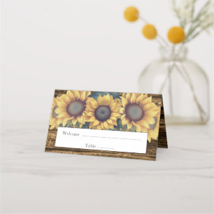 Carte De Placement Réception Tournesol Rustique