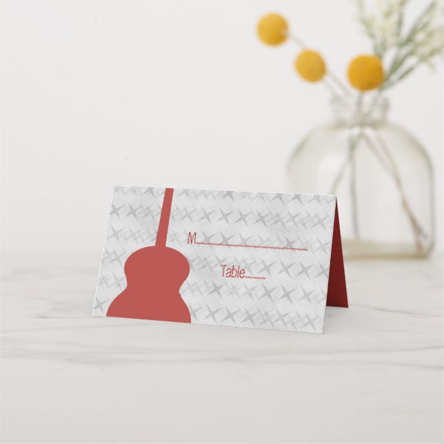 Carte De Placement Red Guitar Grunge Tented Place Card (Devant)