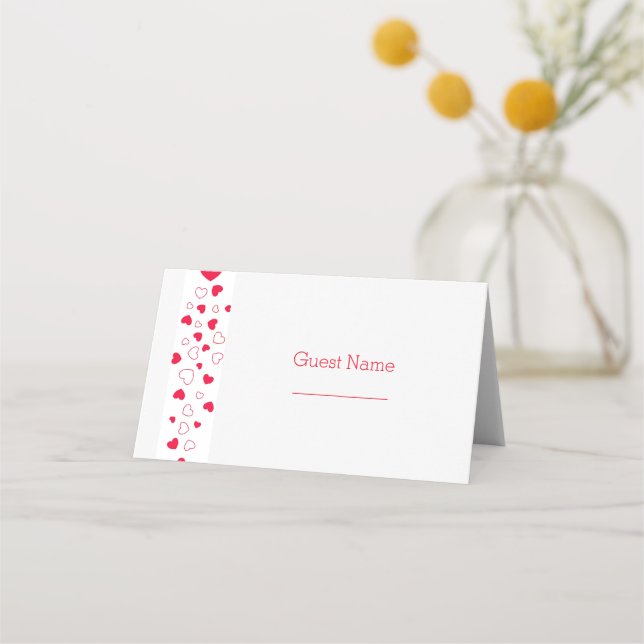 Carte De Placement Red Hearts Valentines Day Mariage Carte Place (Devant)
