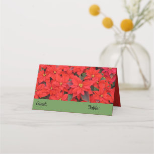 Carte De Placement Red Poinsettias I Christmas Holiday Floral Photo