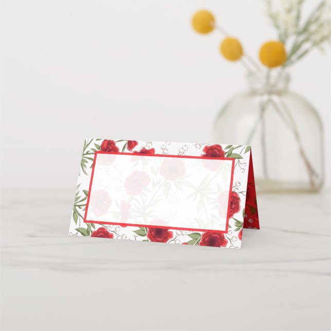Carte De Placement Red Rose Romantic Wedding (Devant)