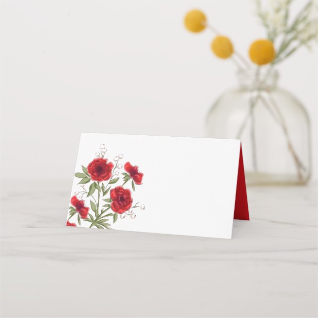 Carte De Placement Red Rose Romantic Wedding (Devant)