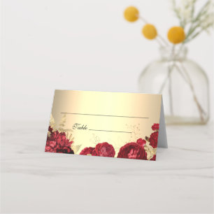 Carte De Placement Red Roses Gold Numéro de table