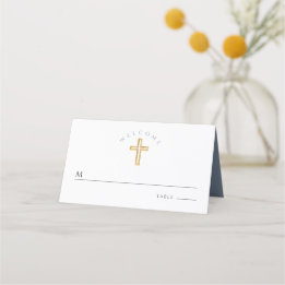 Carte De Placement Religieux Croix Bleue Boy Baptême