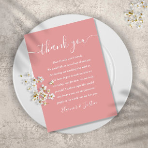 Carte De Placement Remerciement de mariage écriture Rose Poussiéreuse