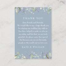 Remerciement de mariage poussiéreux bleu floral li