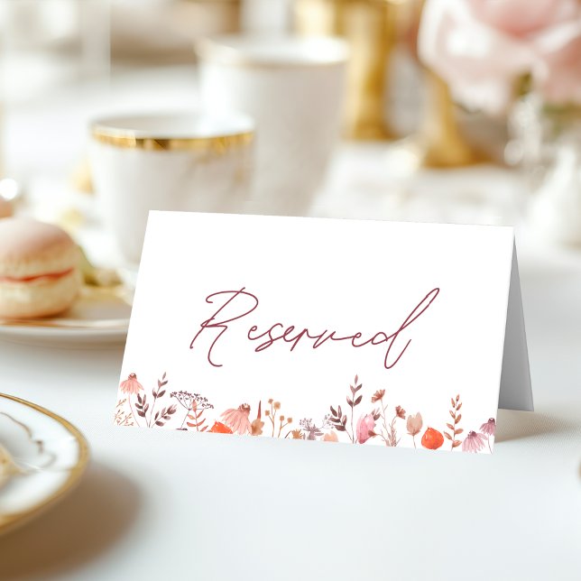 Carte De Placement Réserve Mariage Chic Bohème Rustique Fleurs Sauvag (Créateur téléchargé)