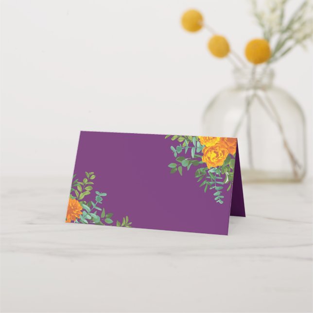 Carte De Placement Ressort Rose orange violet Mariage (Devant)