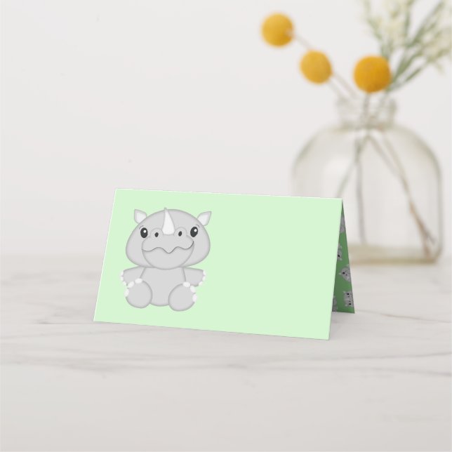 Carte De Placement Rhino Baby shower Safari (Devant)