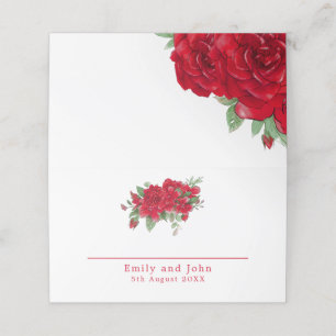 Carte De Placement Rich Red Roses Floral Noms Date Mariage