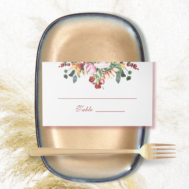 Carte De Placement Robe foncée Rouge Aquarelle Tournesol Automne auto (Créateur téléchargé)