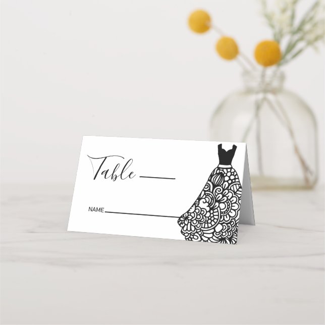 Carte De Placement Robe Mariage en dentelle noire (Devant)