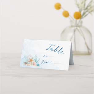 Carte De Placement Romance Côtière Éthérée Mariage Plage Coquillages